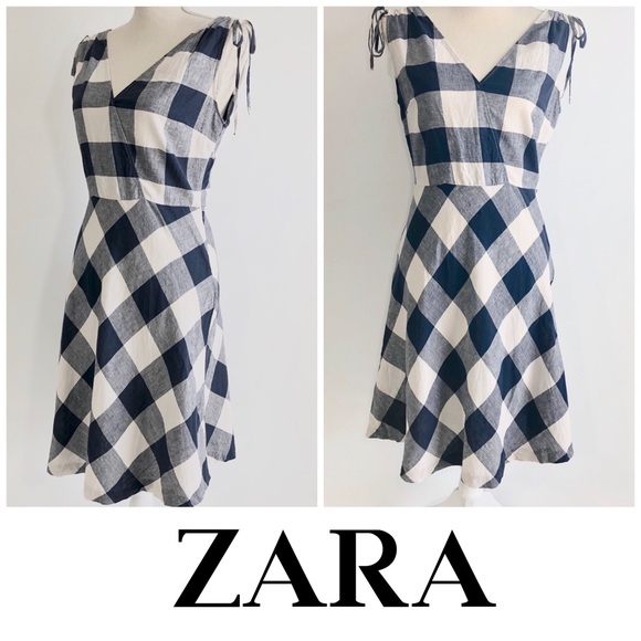 Zara Dresses & Skirts - Zara Blue and White Plaid Gingham Dress